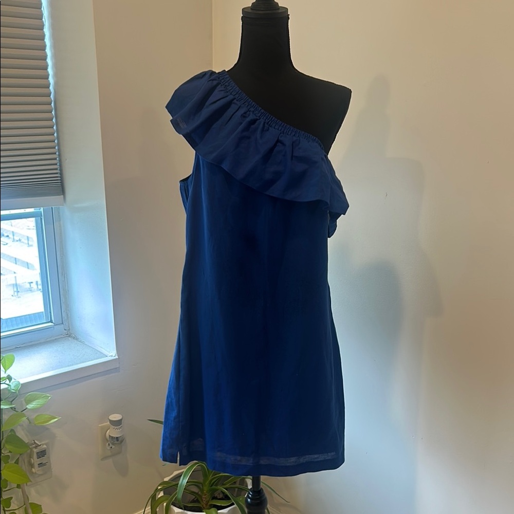 J. Crew Royal Blue One-Shoulder Dress